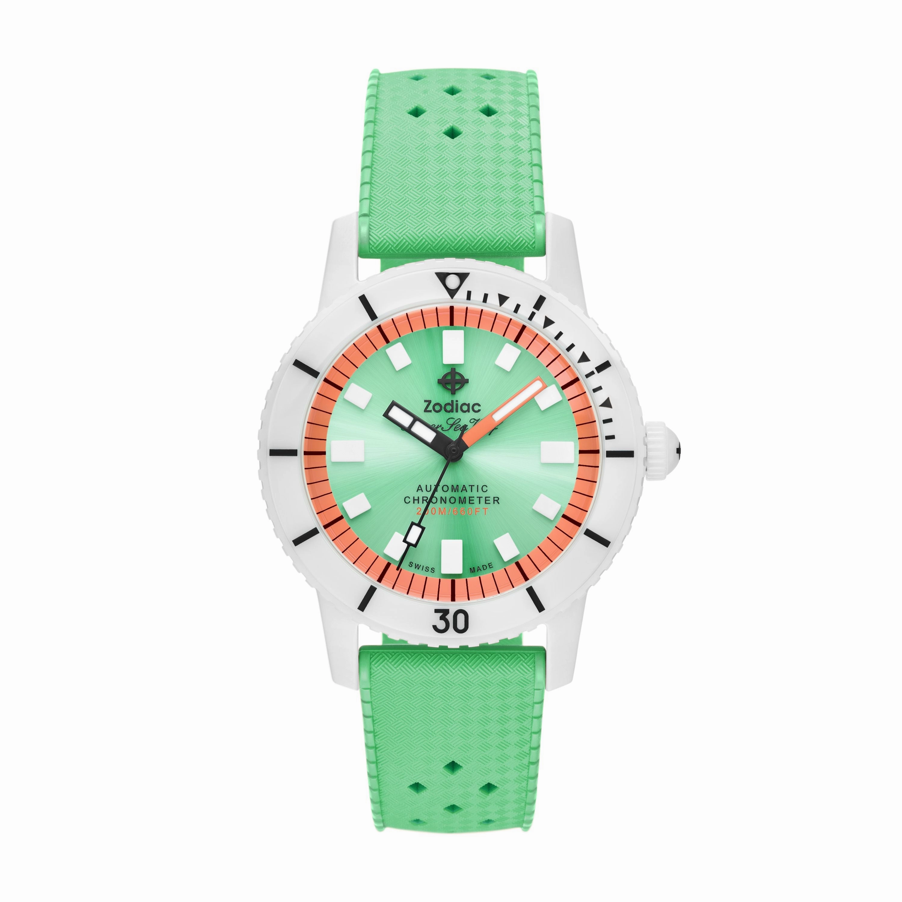 Zodiac Unisex Super Sea Wolf Compression Automatic, White Ceramic Watch